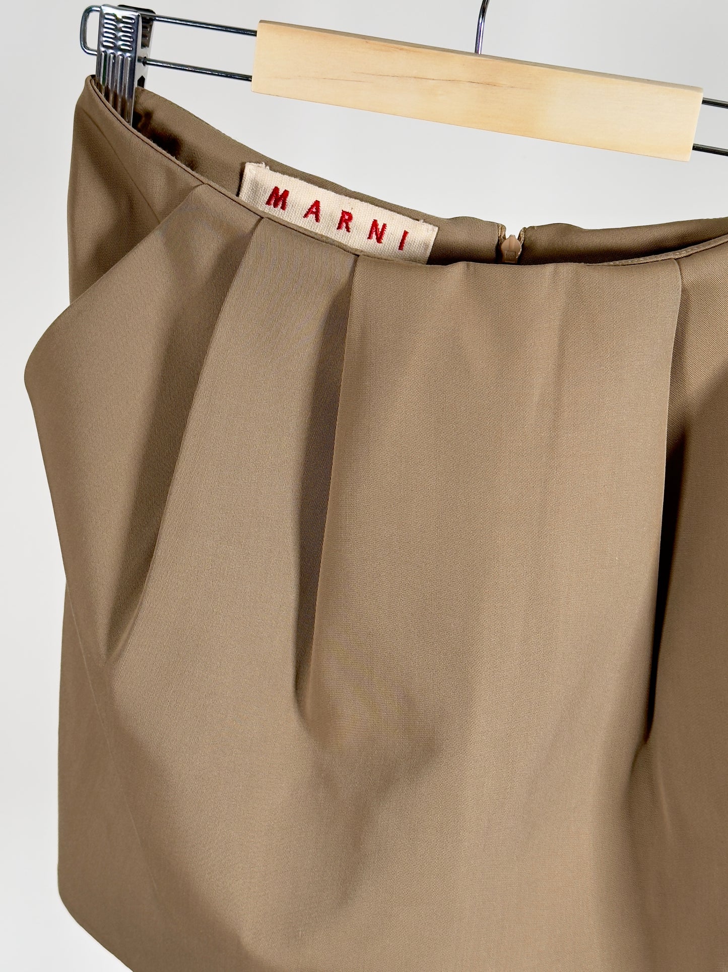 Marni Pleated Wool Skirt beige