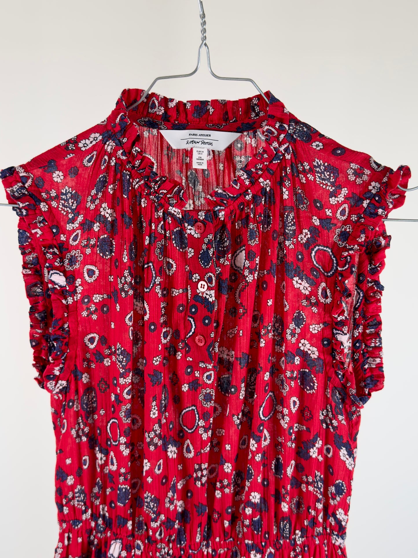 SLEEVELESS RUFFLE DRESS - SIZE 34