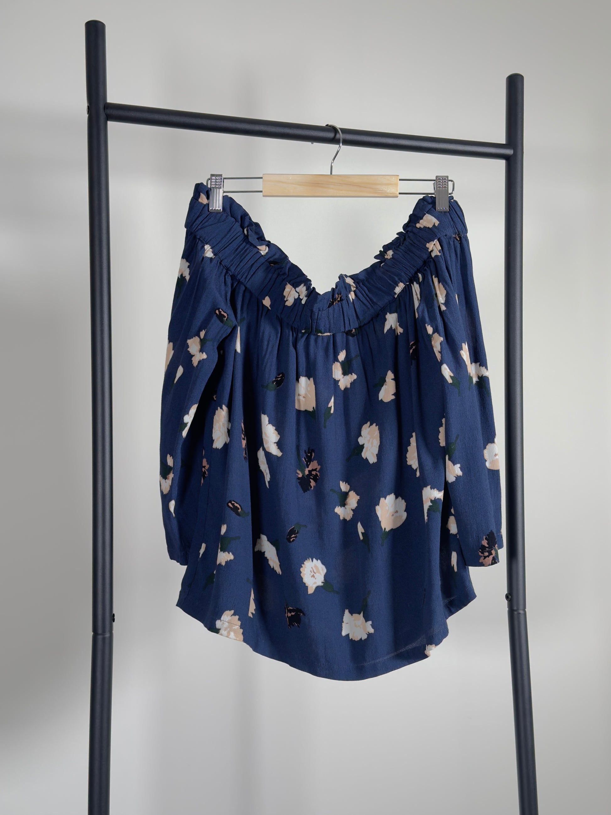 GANNI Off-The-Shoulder Blouse blue