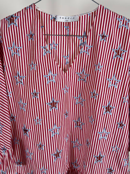 Sandro Paris Striped Top red white 