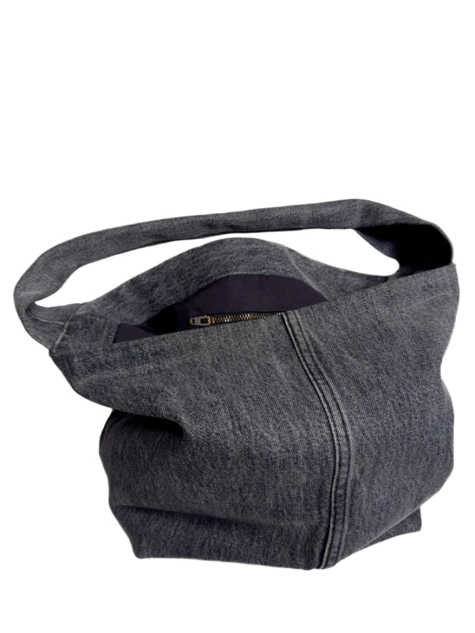 Gray upcycled denim bag AT WONNA 